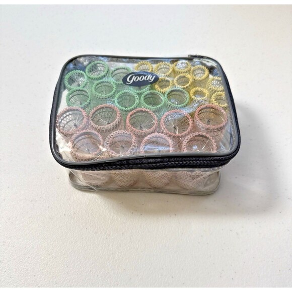 Vintage Goody Wire Brush Mesh Rollers Pastel 27 pc in Plastic Case With Picks - Picture 1 of 8